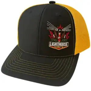 Lighthouse Genetics black and yellow mesh snapback ball cap